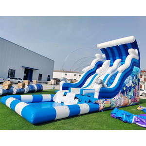Nice <b>Water</b> Park <b>Water</b> <b>Slide</b> Inflatable Wave Blue White Inflatable Underwater World <b>Water</b> <b>Slide</b> with Detachable Airtight Pool - Product Image 2