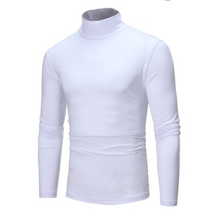 Nuevas Camisetas de Moda de Poliéster de Color Sólido con Logo Personalizado para Hombre de Corte Slim y Cuello de Tortuga - Product Image 3