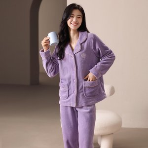 La nuova inserzione <span class=keywords><strong>in</strong></span> <span class=keywords><strong>pile</strong></span> di corallo imbottito <span class=keywords><strong>pigiama</strong></span> da <span class=keywords><strong>donna</strong></span> con ricamo termico caldo per l'autunno e l'inverno - Product Image 3