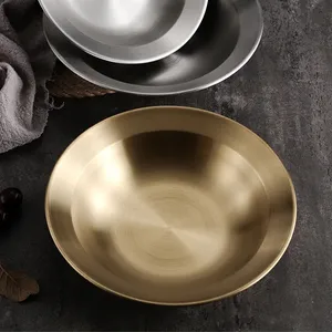 Ingrosso fabbrica di alta qualità nuovo design cappello di paglia bacinella 201 oro bordo laminato lucido in acciaio inox ramen ciotola