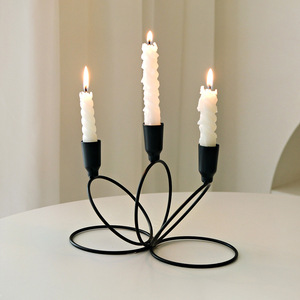 Metal Candle Holder Set Three Round Trumpet <b>Heads</b> Iron Durable Home Decoration Wedding Decorative Ornament - Product Image 3
