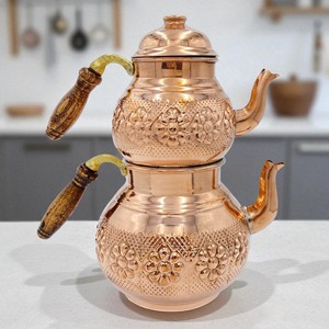 กาน้ำชาทองแดงลายดอกเดซี่ทำด้วยมือกาน้ำชาทำจากทองแดง - Product Image 3