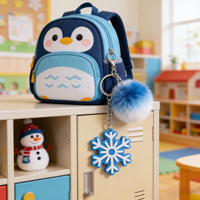 Porte-clés mélange de couleurs, thème flocon de neige hivernal, promotionnel, logo personnalisé 2D/3D, en PVC, étanche, léger, avec mousqueton, pour la plage