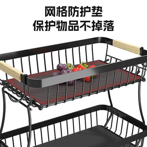 Detachable <b>Fruit</b> Basket Two Layer Black Kitchen Countertop Vegetable <b>Storage</b> With Handle - Product Image 2