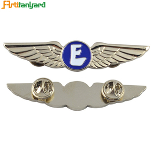 Bird Pins Security Guard Airline Small Brass Metal Badges Maker Custom Made Pilot Wing Badges For Clothes