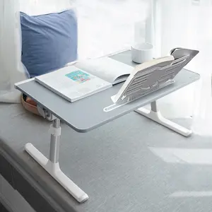 SAIJI 인체 공학적 조절 접이식 휴대용 베개 노트북 침대 트레이 테이블 17 인치 컴퓨터 책상 서랍 전화 태블릿 스탠드