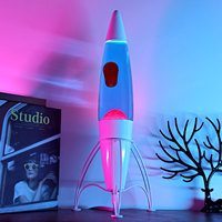 Lampe à lave LED moderne en verre en forme de fusée, projecteur de couleurs changeantes avec interrupteur à brancher pour la relaxation à domicile
