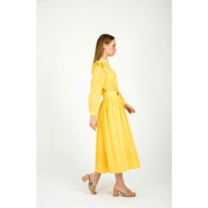 Abito Giallo Perfetto per il Picnic <span class=keywords><strong>Ruya</strong></span> con Volant, Vestito in Cotone a Strati Vestibilità Ampia per Esterni - Product Image 5
