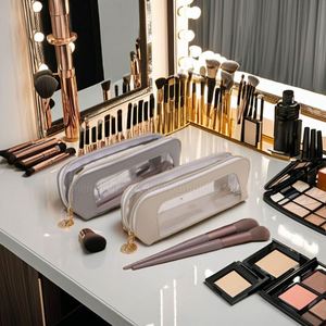 Custom6 COLORS Durable Fashion PVC Zipper Water Resistant <b>Makeup</b> Brushes Pouch <b>Bag</b> <b>Transparent</b> Window Travel Cosmetic Brush Case - Product Image 1