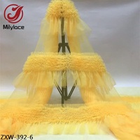 Robe de princesse en maille, Textile 3D plissé en gaze douce, Tulle froissé, tissu en filet de dentelle, pour filles, jupe à plusieurs niveaux