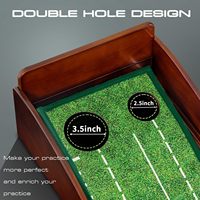 Ensemble cadeau personnalisé : Entraîneur de swing de golf portable d'intérieur, mini-exerciseur de putting, filet d'entraînement en bois massif, velours et caoutchouc naturel