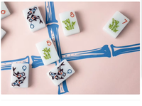 Set Mahjong Akrilik Amerika Mewah Transparansi Tinggi - Pola Bunga/Bambu/Kompas, Termasuk 8 Kartu Joker Wild