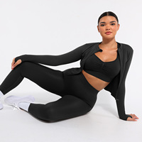 Vractive – Ensemble de sport 2 pièces pour femme : Leggings froncés légers, sans coutures, taille élastique, pour la gym et l'entraînement