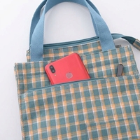 Sac fourre-tout moyen à imprimé écossais en tissu imperméable avec doublure TC, taille personnalisable pour les trajets quotidiens et le transport du déjeuner