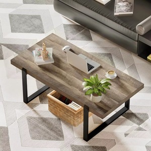 Mesa de centro moderna, grande y duradera, con patas de metal y tablero de MDF, adecuada para salas de estar, extensible. - Product Image 3
