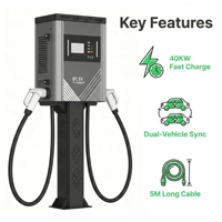 Borne de recharge AC WKN 40KW à double pistolet pour véhicules électriques, sortie 80A, entrée 380V, nouvelle borne murale pour usage domestique, interface GBT