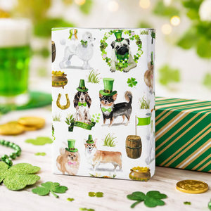 Original design of puppy lucky grass St. Patrick's Day copperplate wrapping <b>paper</b> - Product Image 3