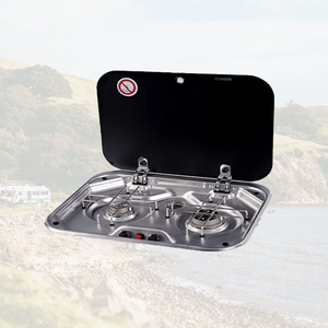 Réchaud à gaz spécial RV Réchaud à double brûleur en acier inoxydable <span class=keywords><strong>Camping</strong></span> <span class=keywords><strong>Car</strong></span> Portable Cover Windproof Energy Saving RV Parts - Product Image 1