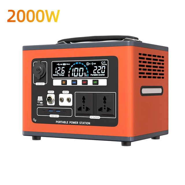 2200W 1200W Stackable Portable Power Station 2050Wh LiFePO4 Battery Modular Solar Generator For Home Off-Grid Camping