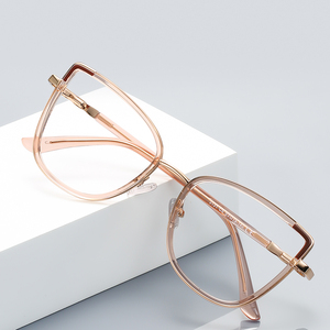Monturas de anteojos de gafas TR90 de grosor cuadrado <span class=keywords><strong>Retro</strong></span> con monturas de gafas ópticas de templo de Metal para GRIL para mujer - Product Image 1