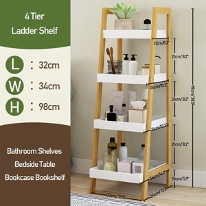 Modern <strong>Small</strong> Corner Ladder <strong>Shelf</strong> Living Room <strong>Kitchen</strong> Bathroom 4 Tier Bamboo Ladder <strong>Shelf</strong> - Product Image 5
