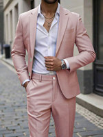 Costume homme à simple boutonnage, uni, en polyester peigné, avec braguette zippée, pour occasions professionnelles et soirées formelles