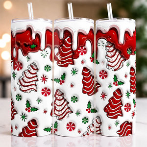 Gobelet isotherme personnalisé par sublimation 20oz pour Halloween et Noël, tasse de voyage droite et mince avec paille - Product Image 5