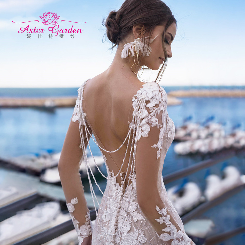 Shop Aster Garden's Sexy Backless Lace Mermaid Wedding Dress