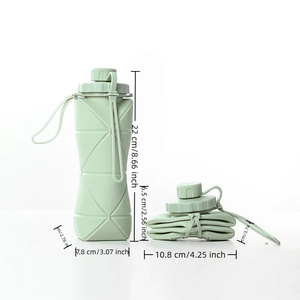Botella Deportiva Plegable de Silicona de 600 ml con Bola Mezcladora, Tapa a Prueba de Fugas, Libre de BPA, Grado Alimenticio, para Bebidas de Proteína, Personalizable OEM - Product Image 6