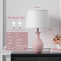 Ensemble de 2 lampes de chevet roses modernes en céramique, petites lampes classiques pour table de nuit, lampe de chevet pour chambre à coucher
