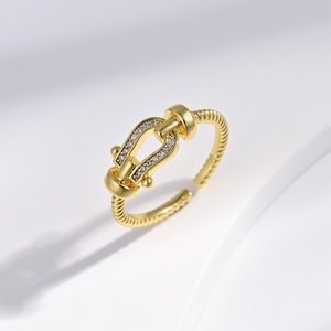 wholesale plata 925 sterling silver <b>open</b> adjustable <b>rings</b> engagement unique hip hop Minimalist yellow gold plated <b>ring</b> for girl - Product Image 3