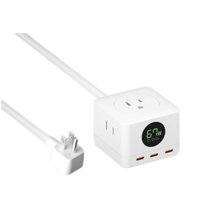 อะแดปเตอร์แปลงไฟแบบ USB Type C สำหรับเดสก์ท็อปและแล็ปท็อป แท่นชาร์จเร็วอเนกประสงค์ ปลั๊กไฟป้องกันไฟกระชาก ช่องเสียบไฟ AC  พร้อมที่ชาร์จ GaN - Product Image 1