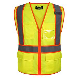 Ingrosso gilet <span class=keywords><strong>di</strong></span> sicurezza riflettente in poliestere 100% ad alta visibilità giallo tasca multipla pratica gilet da costruzione per strada - Product Image 1