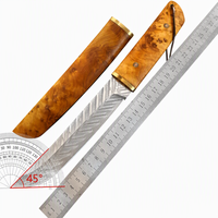 Couteau d'extérieur en acier Damas avec fourreau en bois, pour la découpe de viande, collectionnable, tranchant, outil de camping EDC, vente en gros OEM, ensemble avec logo personnalisé