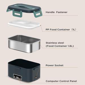 Boîte à lunch chauffante électrique portable 110V 220V, chauffe-aliments, cuiseur à riz, récipient chauffant, ensemble de vaisselle pour la maison, le bureau, la voiture - Product Image 4