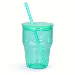 Small Stack Layer Clear Glass Tumbler Gradient Pink With Matching Straw Lid for Coffee Milk Juice - Product Image 6