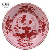 Pink Ink Eco-Friendly Vintage Decorative Dishes Ceramic Porcelain Luxury Wedding Dinnerware Set All Color Custom Italian Style
