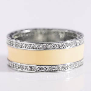 Anello in oro bianco B2026 con diamanti naturali taglio brillante rotondo per matrimonio, gioiello unisex - Product Image 2