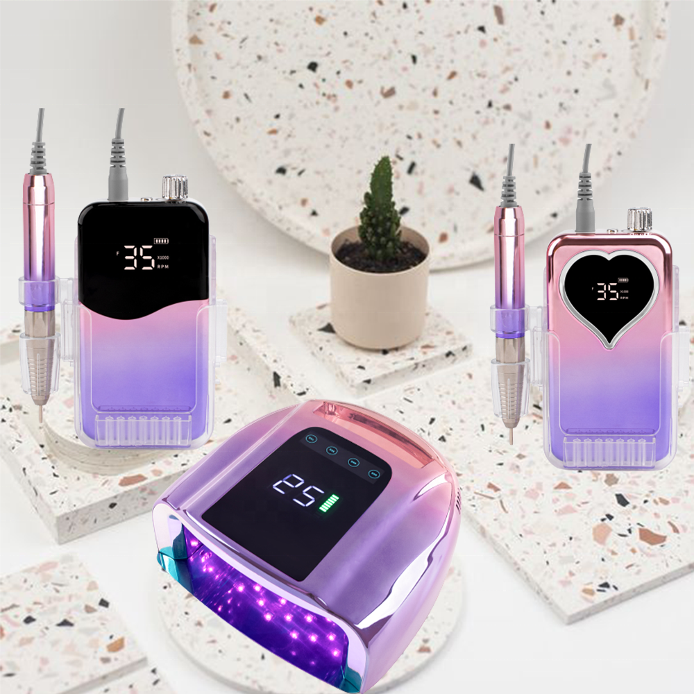 Customize Private Label 35000 rpm Professional Cordless Electronic Nail Drill Wireless Rechargeable Gel UV LED Nail Lamp