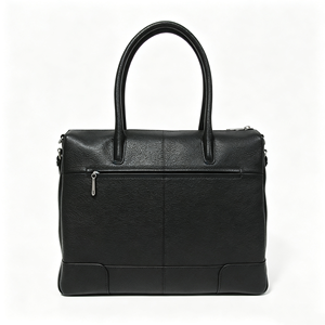 Sac à main en cuir grainé noir pour femme, double poignée supérieure, poche avant zippée, sac de travail professionnel - Product Image 5