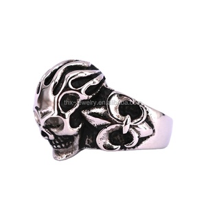 ราคาถูกสแตนเลส Eternal Flame Death Skull แหวนหัวกะโหลกศีรษะเปลวไฟแหวน - Product Image 3