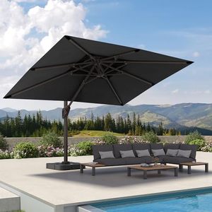 Sombrilla de Patio de Aluminio Negra de 9X12 Pies con Doble Toldo Impermeable Resistente al Viento con Inclinación Giratoria de 360 Grados para Sombrilla en Voladizo - Product Image 2