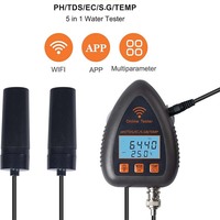 Medidor de Agua Profesional J&R TDC EC S.G. Monitor de Temperatura y Salinidad 5 en 1, Medidor de pH Digital para Acuarios, Agricultura y Piscinas