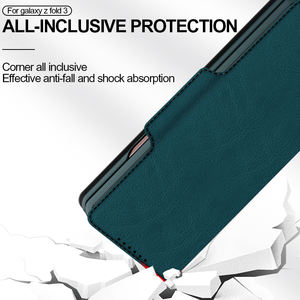 Étui <span class=keywords><strong>en</strong></span> cuir PU à fente magnétique de luxe pour Samsung Galaxy Z Fold 3 5G étui de téléphone portable housse de protection arrière tout compris - Product Image 6