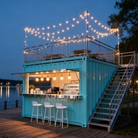 Cafetería Móvil Contemporánea en Contenedor Marítimo, Tienda Minorista con Diseño Robusto y Duradero, Cafetería en Contenedor