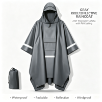 Poncho de pluie à bandes réfléchissantes, à capuche, pour forte pluie, multifonctionnel, élégant et polyvalent pour le camping, la pêche, les voyages
