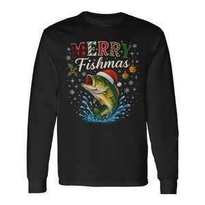 Camiseta de manga larga Merry Fishmas Santa Fishing Christmas - Product Image 1