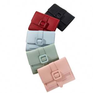 Portefeuille pour femme en cuir PU tendance, à trois volets, avec porte-monnaie, couleur unie, minimaliste, porte-cartes de crédit, portefeuille décontracté pour femmes, portefeuilles zéro pour filles - Product Image 1