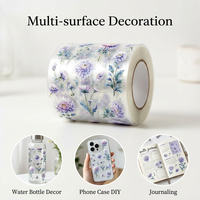 Autocollants floraux transparents en PET imperméables - Étiquettes autocollantes à fleurs aquarelles pour journal, scrapbooking et loisirs créatifs