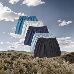 Calzoncillos Bóxer de Algodón Puro para Hombre, de Cintura Media, Cómodos, Holgados, para el Hogar, de Color Sólido, Transpirables, de Tela Tejida - Product Image 2